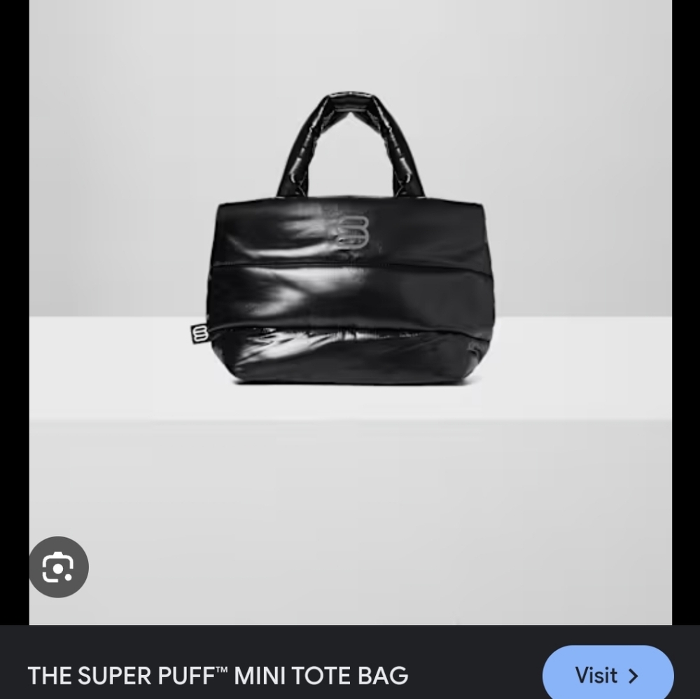Aritzia Black Superpuff Mini Tote Bag - High Gloss